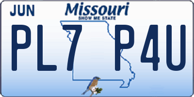 MO license plate PL7P4U