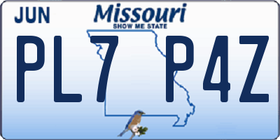 MO license plate PL7P4Z
