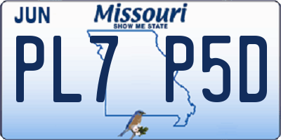 MO license plate PL7P5D