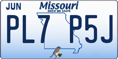 MO license plate PL7P5J