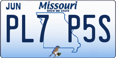 MO license plate PL7P5S