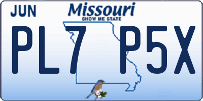 MO license plate PL7P5X