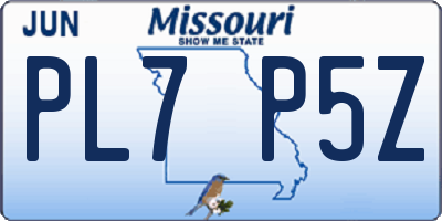 MO license plate PL7P5Z