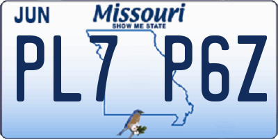 MO license plate PL7P6Z