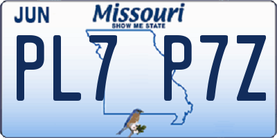 MO license plate PL7P7Z