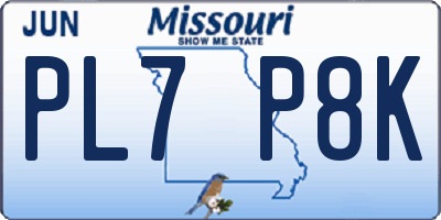 MO license plate PL7P8K