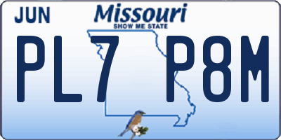 MO license plate PL7P8M