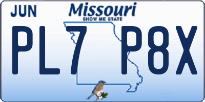 MO license plate PL7P8X