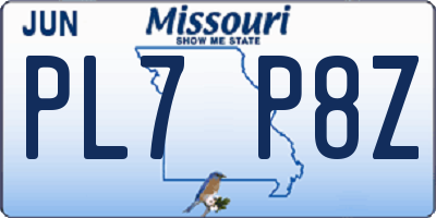 MO license plate PL7P8Z