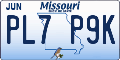 MO license plate PL7P9K