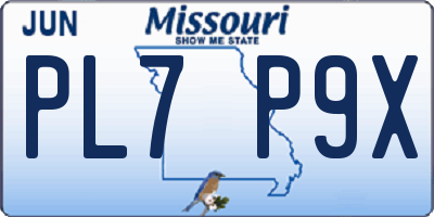 MO license plate PL7P9X