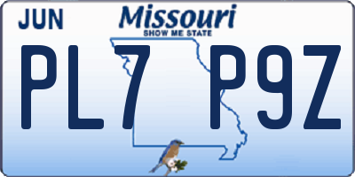 MO license plate PL7P9Z