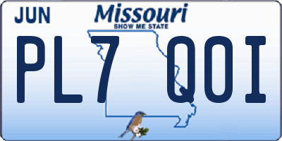 MO license plate PL7Q0I