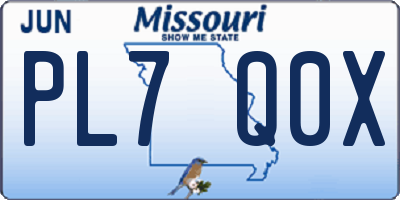 MO license plate PL7Q0X