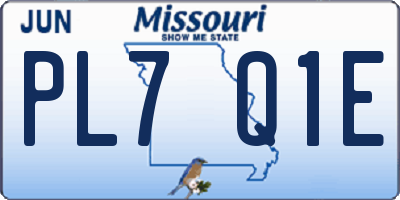 MO license plate PL7Q1E