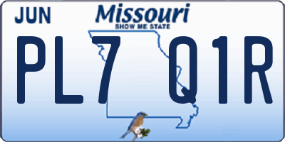 MO license plate PL7Q1R