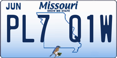 MO license plate PL7Q1W