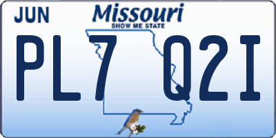 MO license plate PL7Q2I