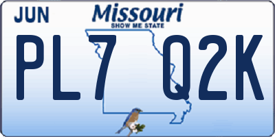 MO license plate PL7Q2K