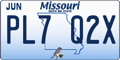 MO license plate PL7Q2X