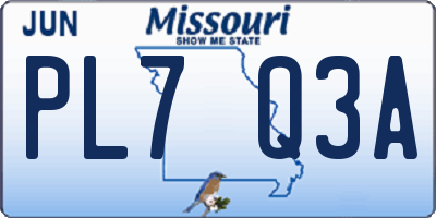 MO license plate PL7Q3A