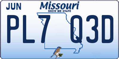 MO license plate PL7Q3D