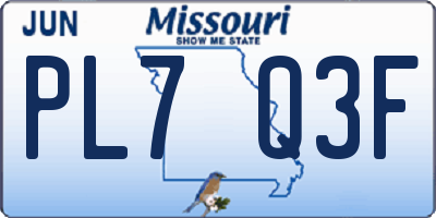 MO license plate PL7Q3F