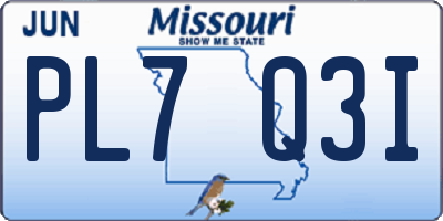 MO license plate PL7Q3I