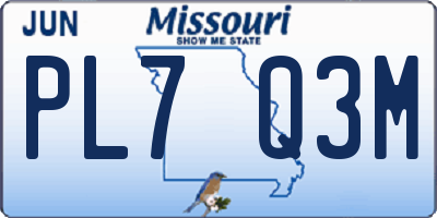 MO license plate PL7Q3M