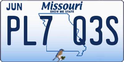 MO license plate PL7Q3S