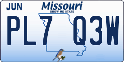 MO license plate PL7Q3W