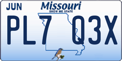 MO license plate PL7Q3X