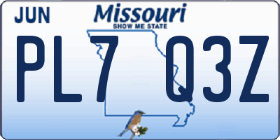 MO license plate PL7Q3Z