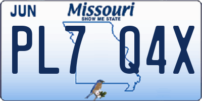 MO license plate PL7Q4X