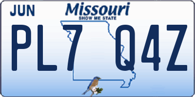 MO license plate PL7Q4Z