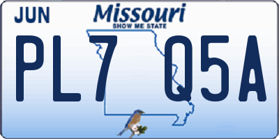 MO license plate PL7Q5A