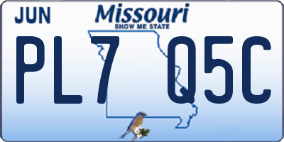 MO license plate PL7Q5C