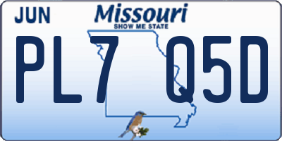MO license plate PL7Q5D