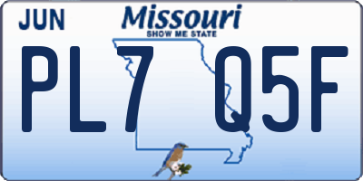 MO license plate PL7Q5F