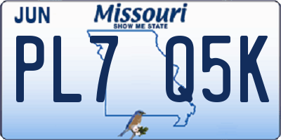 MO license plate PL7Q5K