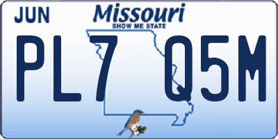 MO license plate PL7Q5M