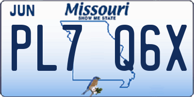 MO license plate PL7Q6X
