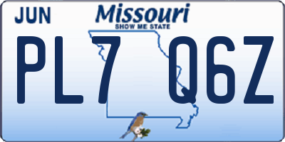 MO license plate PL7Q6Z