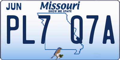 MO license plate PL7Q7A