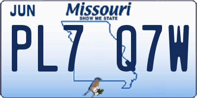 MO license plate PL7Q7W