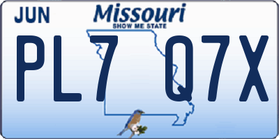 MO license plate PL7Q7X