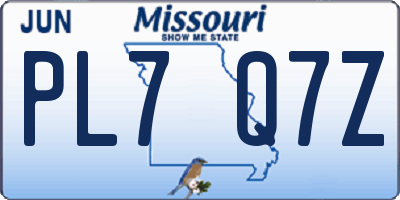 MO license plate PL7Q7Z