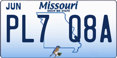 MO license plate PL7Q8A