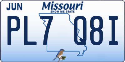 MO license plate PL7Q8I