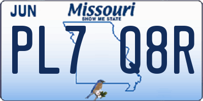 MO license plate PL7Q8R